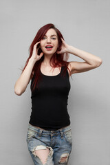 Fototapeta premium Beautiful woman in shirt and panties