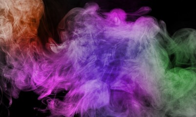 Obraz premium Abstract Atmospheric Colored Smoke on Black Background.