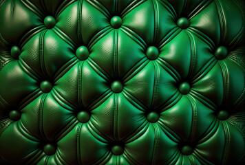 Fototapeta premium Texture of green quilted leather. Generative AI