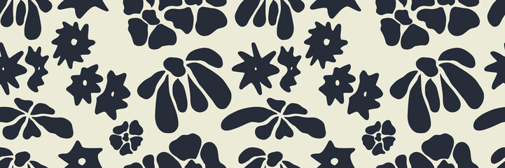 Floral plants seamless pattern. Hand drawn abstract background. Vintage flower pattern, retro simple design for textile, covers, fabric, packaging.