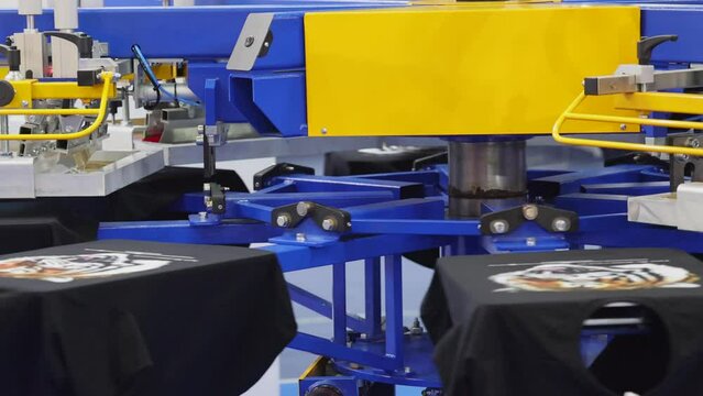 Automatic Silk Screen Textile Shirts Print Machinery Carousel Turning