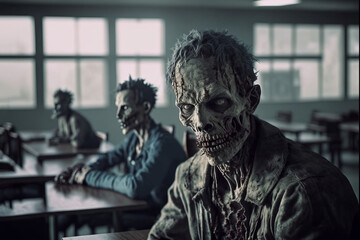classroom with zombie students - generative AI