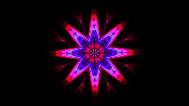 Kaleidoscope modern ornament abstract tunnel background. Dynamic 3d ornamental loop pattern.
