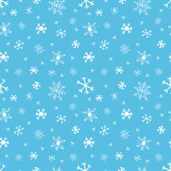 Seamless doodle pattern with snowflakes.