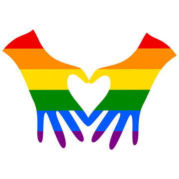 Heart hand sign, rainbow hands, LGBT, LGBTQ concept, illustration over a transparent background, PNG image 