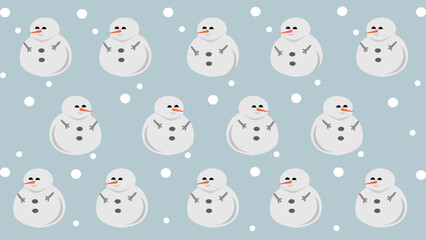 Christmas card with snowman and snow as a background