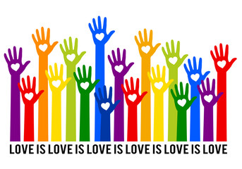 Rainbow hands with heart sign, LGBT, LGBTQ concept, illustration over a transparent background, PNG image  - 554106221