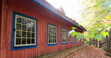 Outside shot of cabin in nature