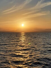 Obraz premium Beautiful sunset over the blue water the Red Sea in Hurghada, Egypt