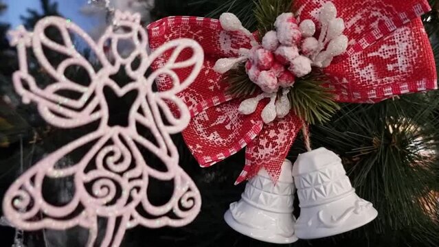 new year, christmas tree, nativity scene, decorations