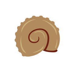 Spiral shell of snail or mollusk. Simple doodle cartoon illustration