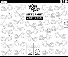 count left and right pictures of cartoon Santa coloring page