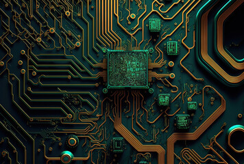 Background of an abstract circuit board. Generative AI