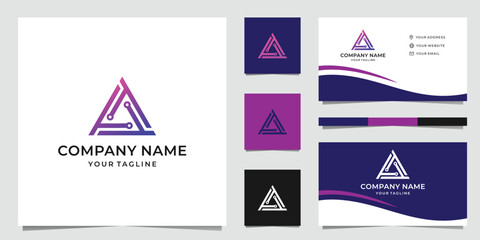 Letter TA Triangle Tech Logo Design