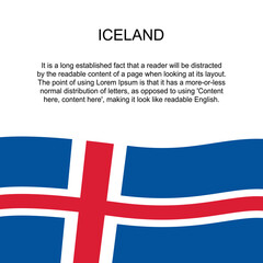 Obraz premium Flag of Iceland for banner in square white background. Iceland flag with space for text. Iceland square banner with flag . vector illustration eps10