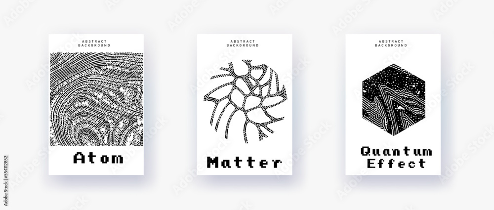 Poster black and white minimalist posters with collage of different geometric shapes. futuristic covers in 