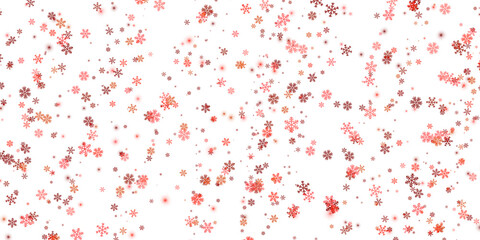 Fototapeta na wymiar Red snowflakes on a transparent background. Snow blizzard, winter background. PNG