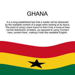 Flag of Ghana for banner in square white background. Ghana flag with space for text. Ghana square banner with flag. vector illustration eps10