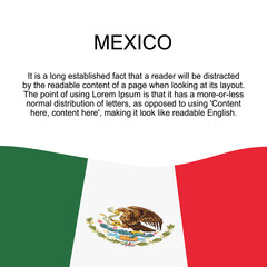 Flag of Mexico for banner in square white background. Mexico flag with space for text. Mexico square banner with flag. vector illustration eps10