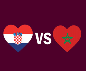Croatia Vs Morocco Flag Heart Symbol Design Europe And Africa football Final Vector European And African Countries Football Teams Illustration
