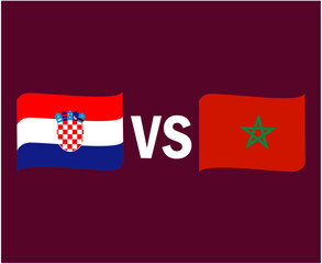 Croatia Vs Morocco Flag Ribbon Symbol Design Europe And Africa football Final Vector European And African Countries Football Teams Illustration
