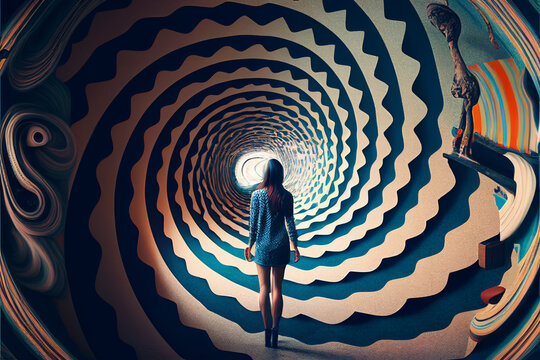 Person under hypnosis. Person under influence of monipulation. In large hypnotic speral.