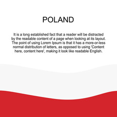 Flag of Poland for banner in square white background. Poland flag with space for text. Poland square banner with flag. vector illustration eps10