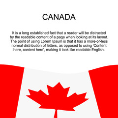 Obraz premium Flag of Canada for banner in square white background. Canada flag with space for text. Canada square banner with flag. vector illustration eps10