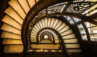 The Rookery staircase in Chicago Illinois - Powered by Adobe