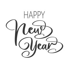 Happy New Year lettering. Vector illustration. Isolated on white background