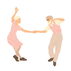 fun playful elderly couple dancing away having fun and enjoying activity together on transparent background - obrazy, fototapety, plakaty