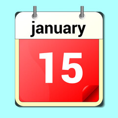 calendar vector drawing, date January 15 on the page
