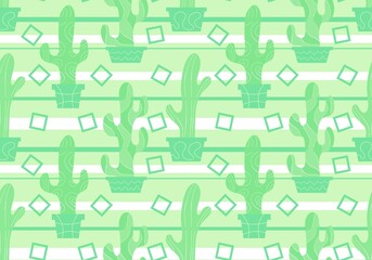 Summer floral seamless cartoon cactus pattern for wrapping paper and fabrics and linens and vacation accessories