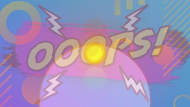 Animation of shapes moving over ooops text