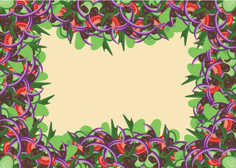 Frame with fresh vegetables. Vector illustration.
