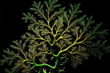 Green tree fractal branches on a black background
Generative ai
