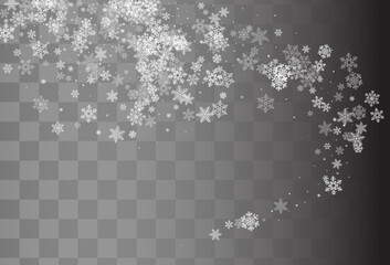 White Snowfall Vector Transparent Background. Sky
