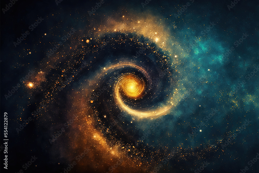 Wall mural abstract space background with golden spiral. astrology and astronomy illustration. golden ratio. ge