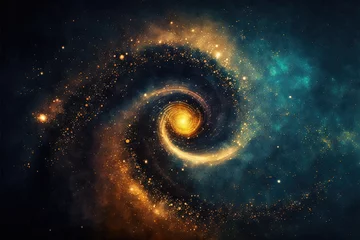 Poster Abstract space background with golden spiral. Astrology and astronomy illustration. Golden ratio. Generative AI © Maxim Stepanov
