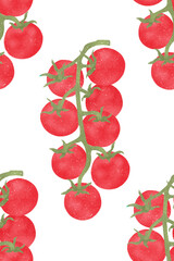 healthy vegetables cherry tomatoes seamless pattern on transparent background