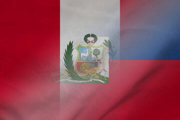Fototapeta premium Peru and Haiti political flag international negotiation HTI PER
