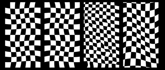 Groovy retro backgrounds set in psychedelic checkered backdrop style. Minimalist abstract design with a 60s 70s aesthetic vibe.Vector