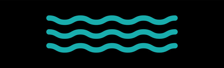 Water wave icon isolated on black background.  Modern flat water wave icon for web site, ocean design template and logo. Creative abstract concept, vector illustration