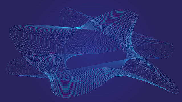 Fondo futurista abstracto azul con líneas curvas