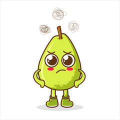 Guava Fruit cartoon mascot character with angry face