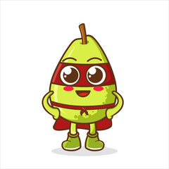guava heroes vector. cartoon character, green guava fruit character becomes a superhero illustration