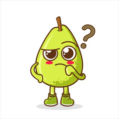 Guava mascot character confused expression with question mark