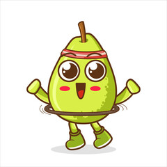 Character Illustration of guava playing hula hoop , character design