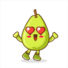 falling in love expression of a cute guava with heart shaped eyes, guava in love expression