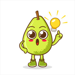 Guava Fruit cartoon mascot character get an idea